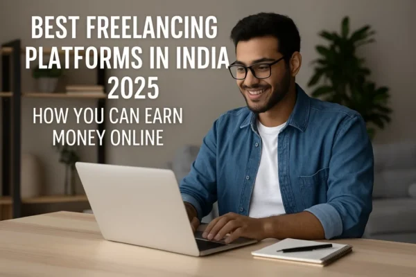 Freelancer in India working on a laptop from home, representing earning money online through freelancing