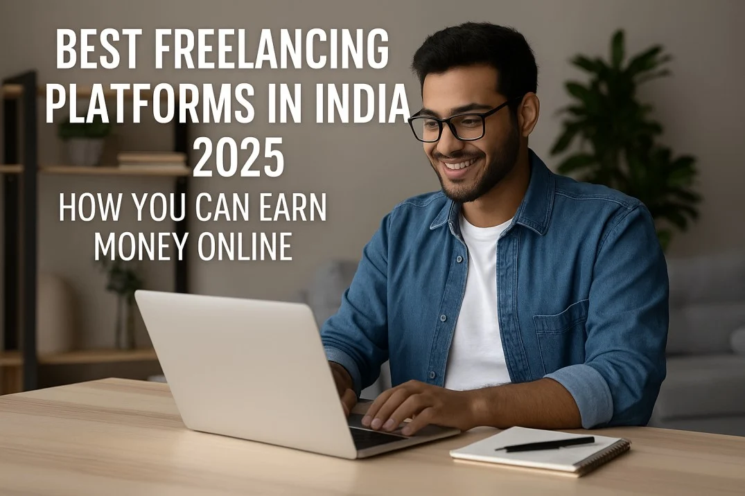 Freelancer in India working on a laptop from home, representing earning money online through freelancing