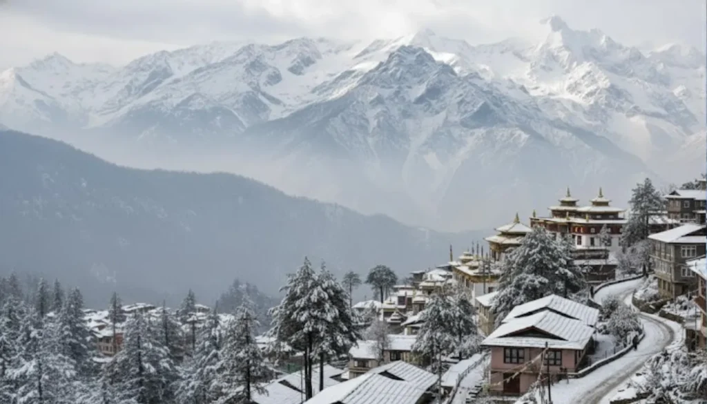 Dharamshala with snow